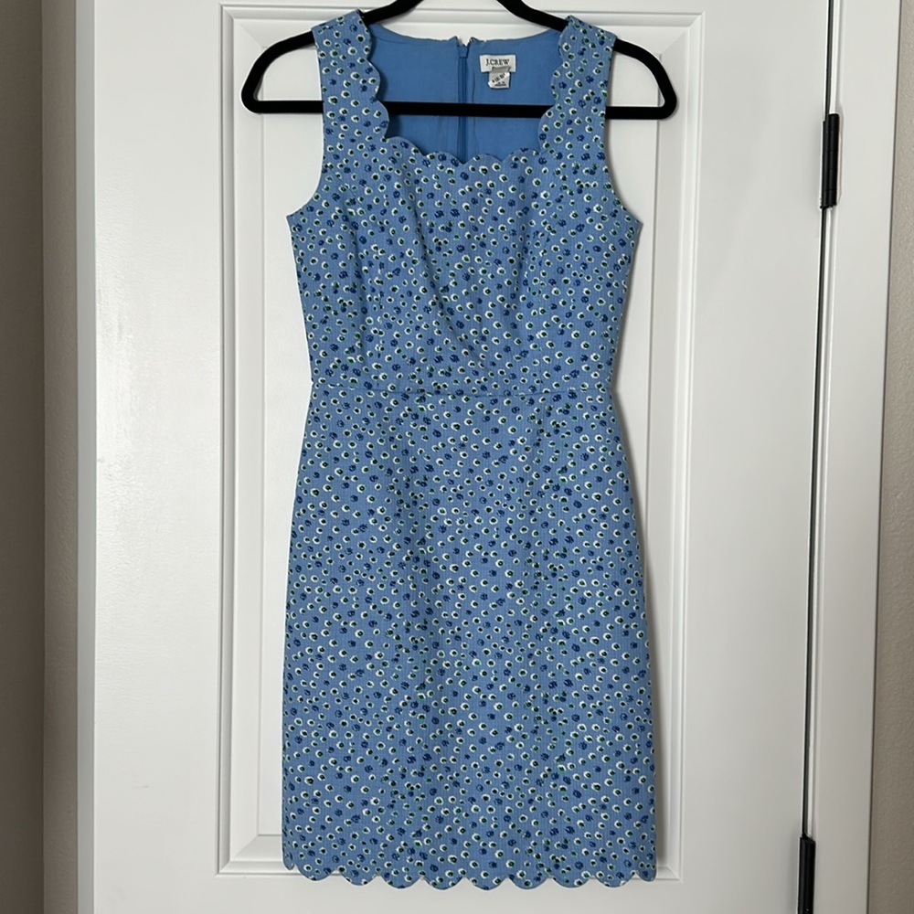 J. Crew Light Blue Scalloped Mini Dress